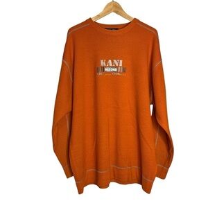 Vintage Karl Kani Sweater Wool Blend Orange Embroidered Streetwear Mens Size XXL